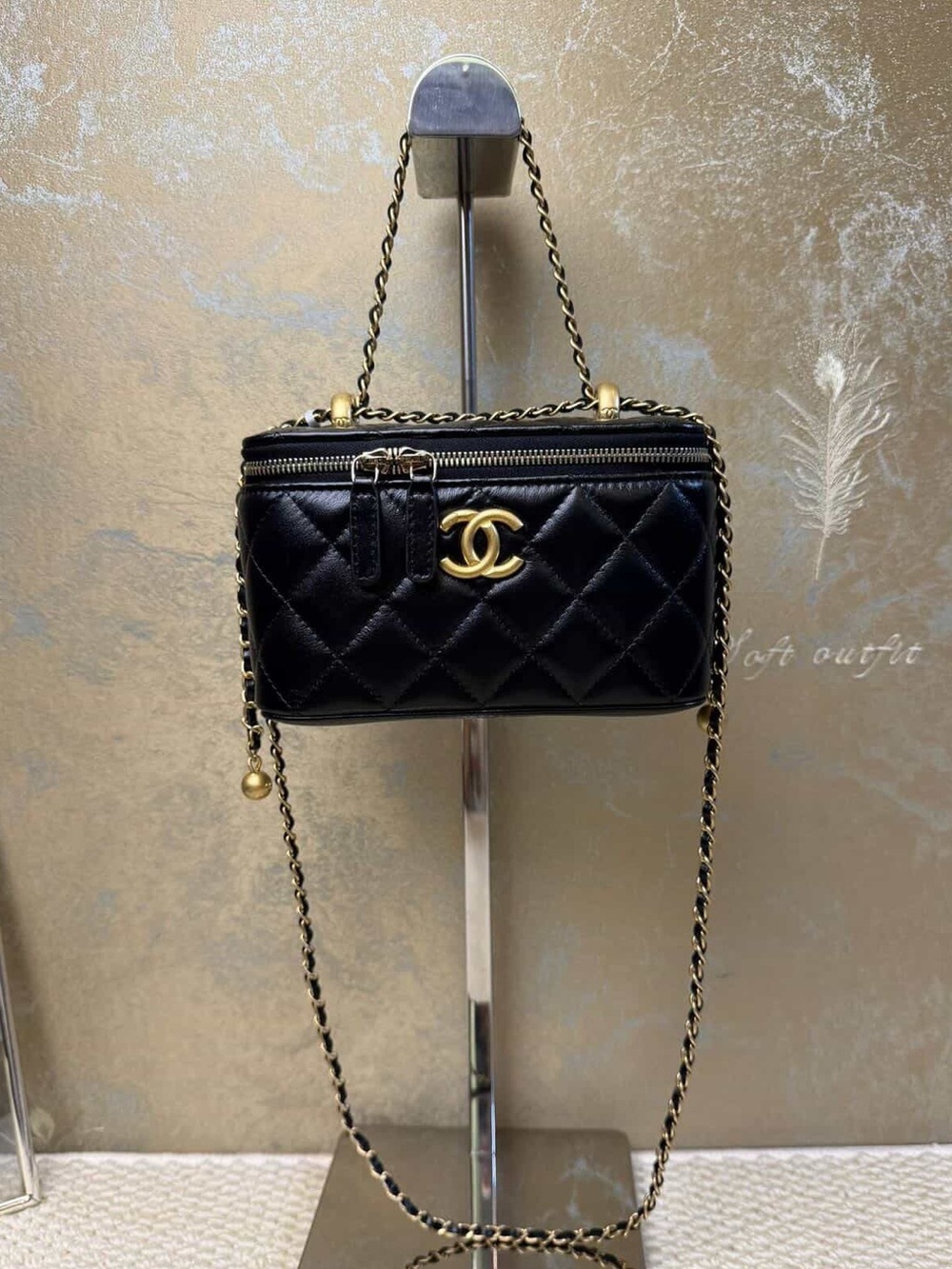 CHANEL Black Quilted Leather Crossbody with Gold-Tone Chain